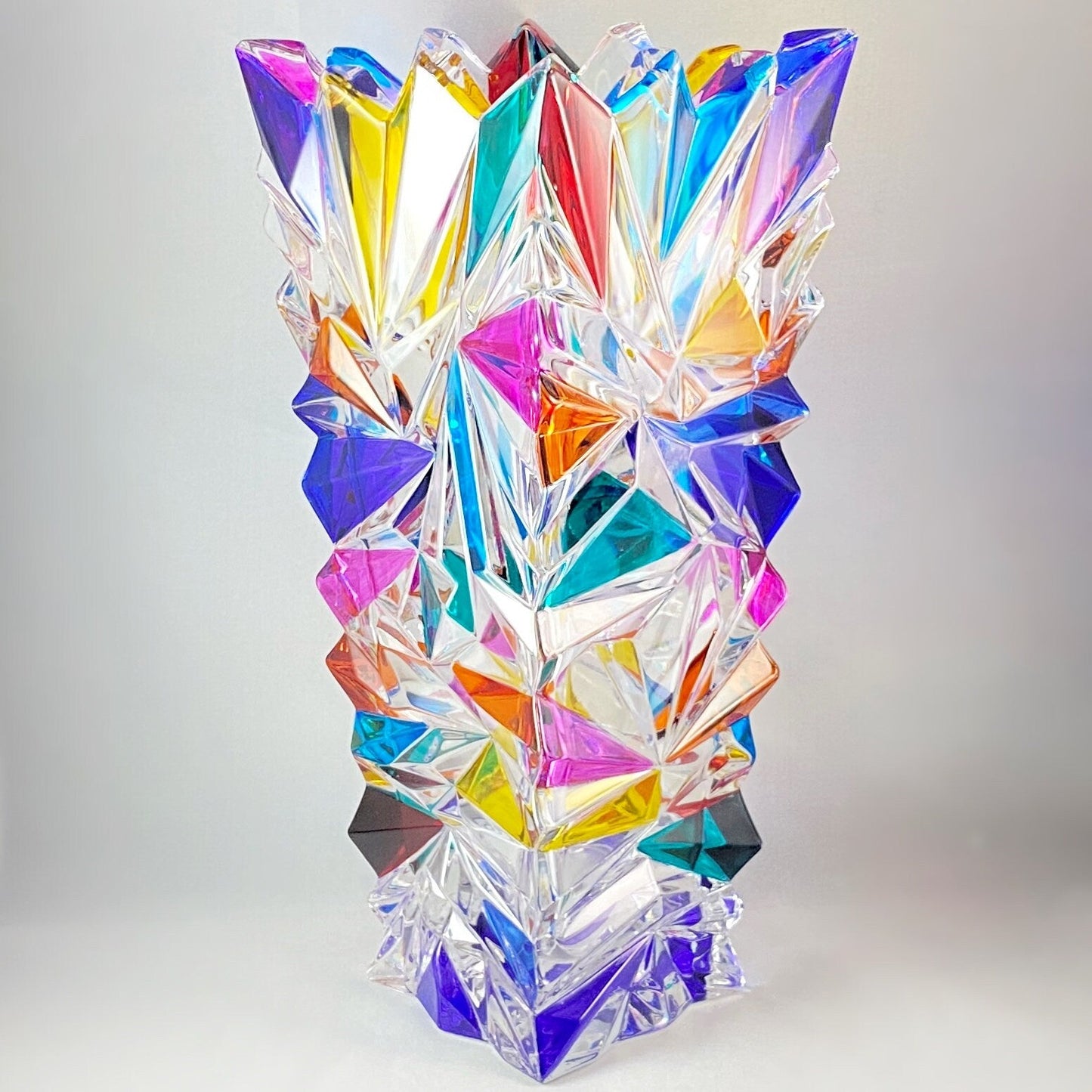 Large Glacier Venetian Glass Vase - Handmade in Italy, Colorful Murano Glass Vase