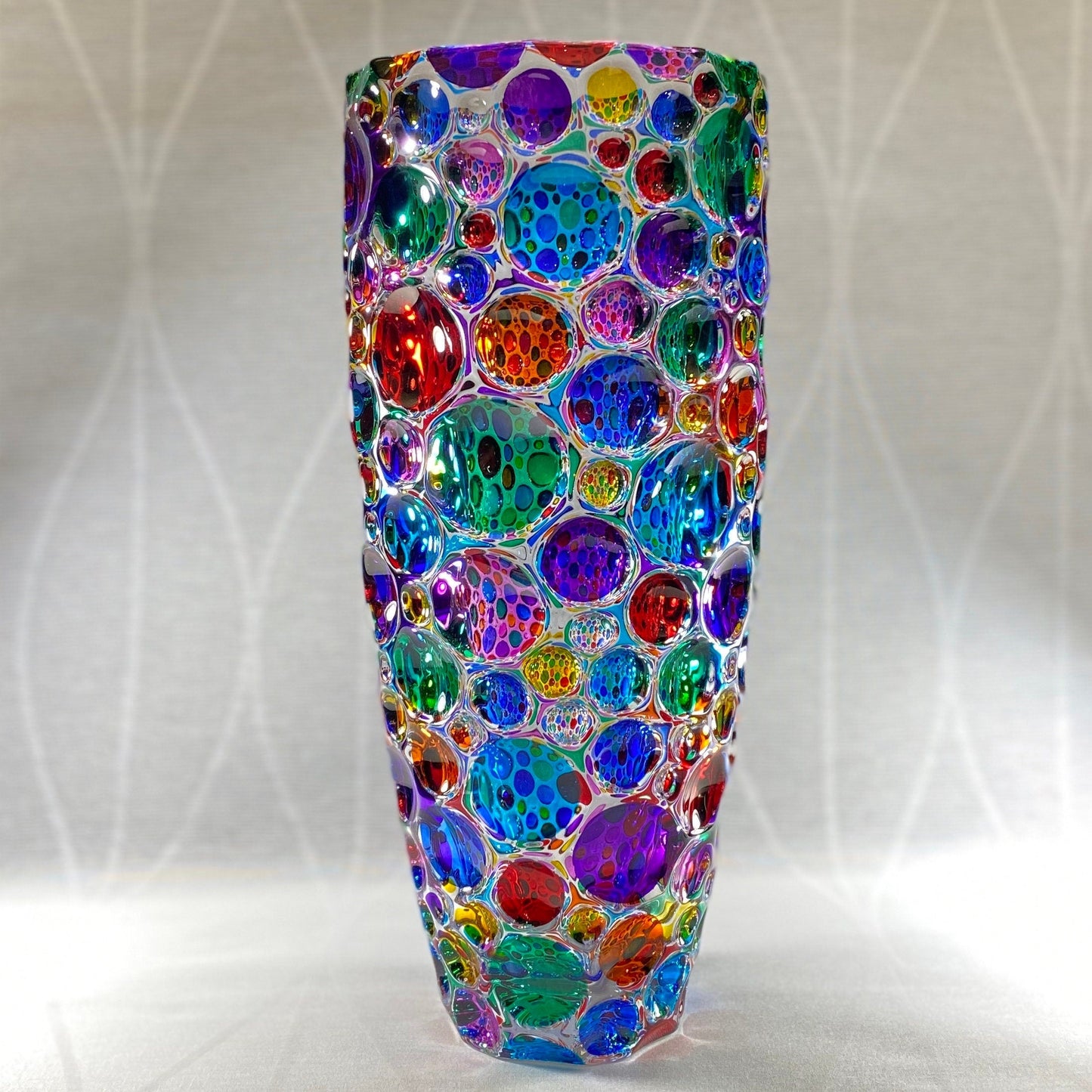 Large Kaleidoscope Venetian Glass Vase - Handmade in Italy, Colorful Murano Glass Vase