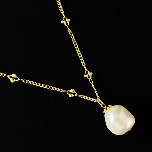Large Pearl Necklace with Ball Detail Chain - La Vie Parisienne by Catherine Popesco
