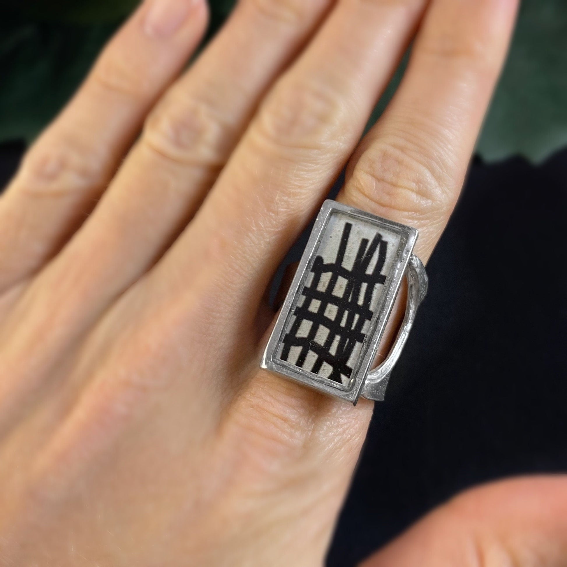 Large Rectangular Statement Ring - Handmade in Canada, Anne-Marie Chagnon Jewelry