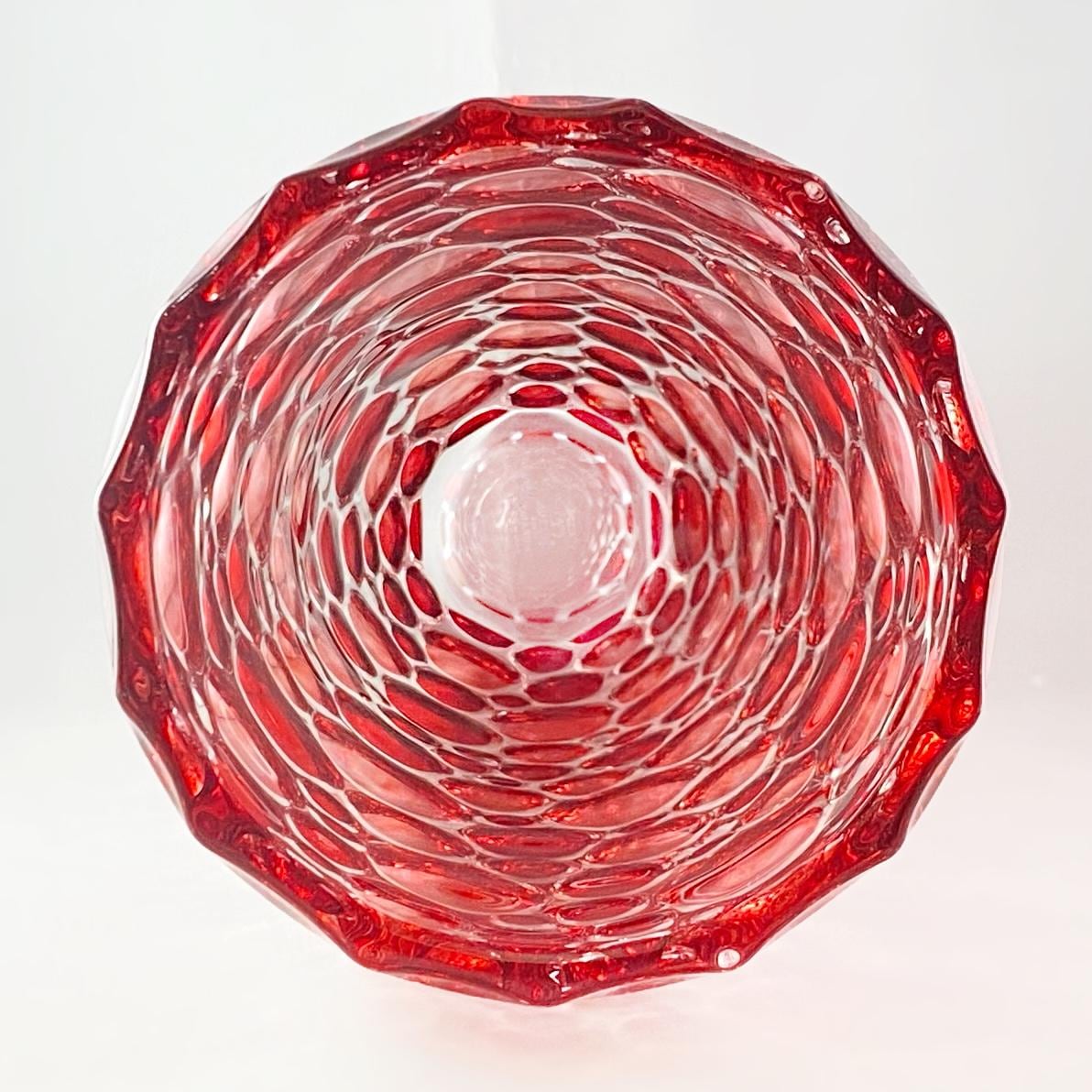 Large Red Kaleidoscope Venetian Glass Vase - Handmade in Italy, Colorful Murano Glass Vase