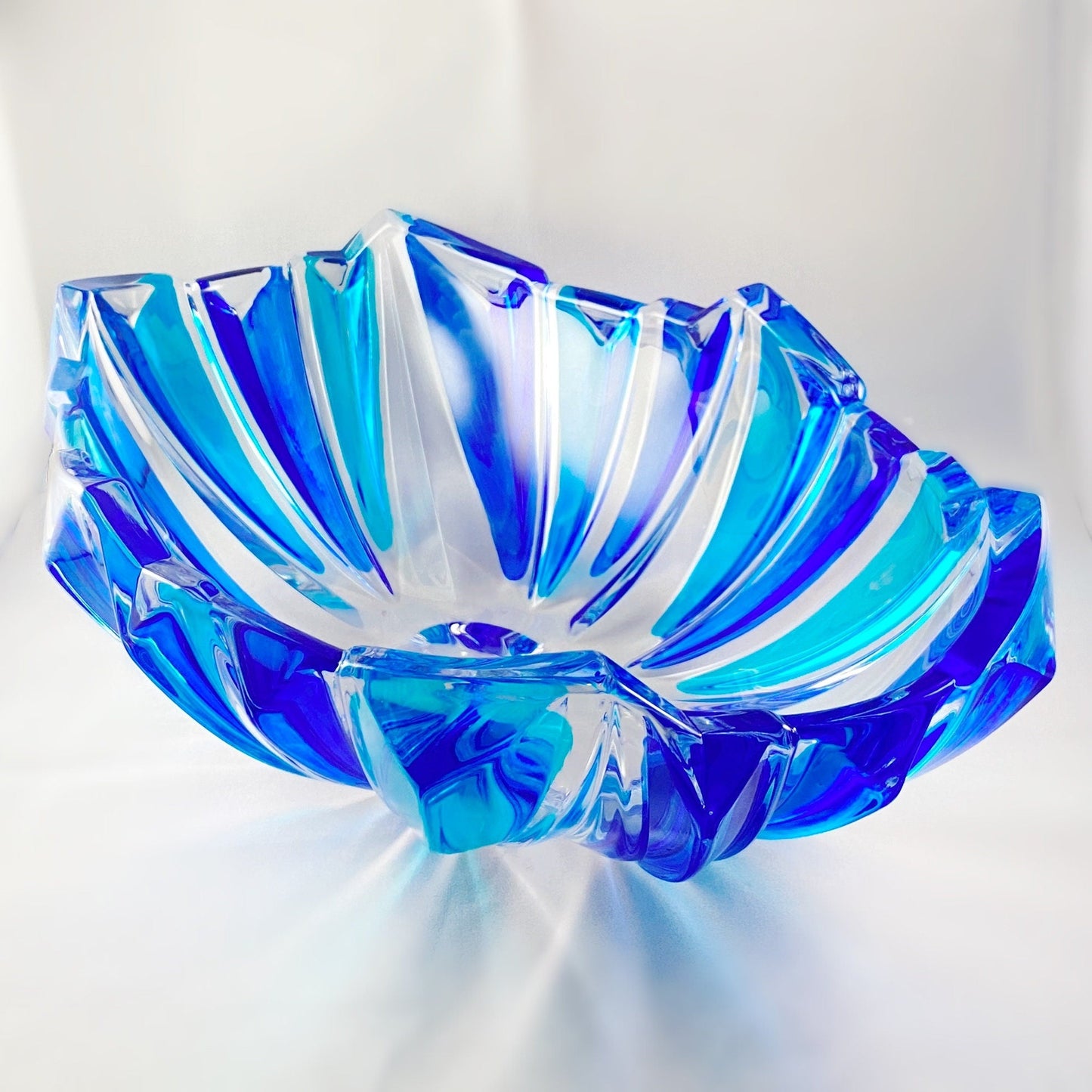 Large Venetian Glass Oval Centerpiece Bowl - Handmade in Italy, Colorful Murano Glass Statement Bowl