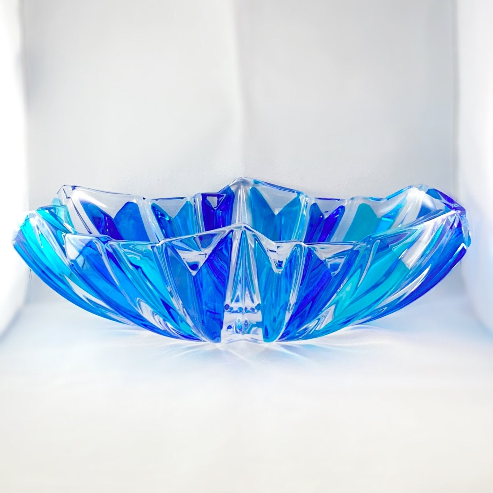 Large Venetian Glass Oval Centerpiece Bowl - Handmade in Italy, Colorful Murano Glass Statement Bowl