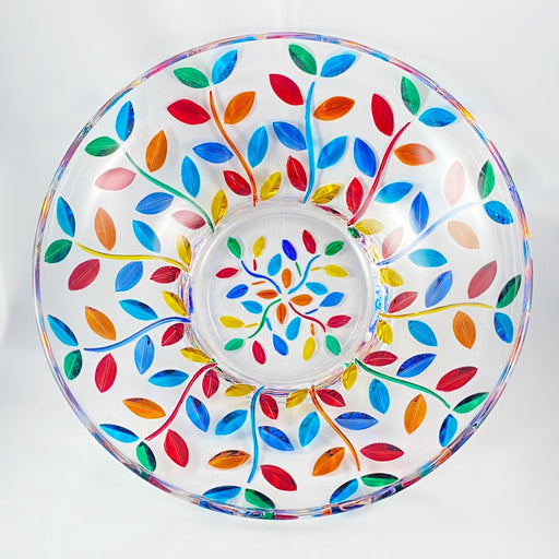 Large Venetian Glass Tree of Life Centerpiece Bowl - Handmade in Italy, Colorful Murano Glass Statement Bowl