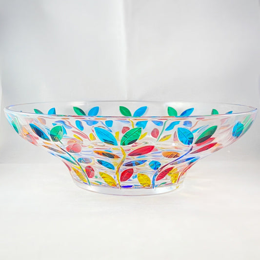 Large Venetian Glass Tree of Life Centerpiece Bowl - Handmade in Italy, Colorful Murano Glass Statement Bowl