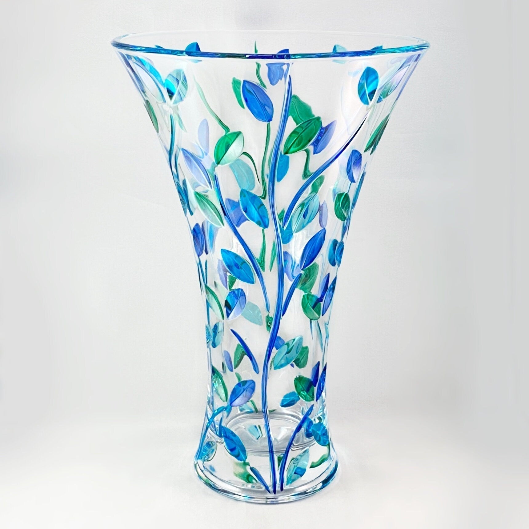 Large Wide Mouth Venetian Glass Tree of Life Vase - Handmade in Italy, Colorful Murano Glass