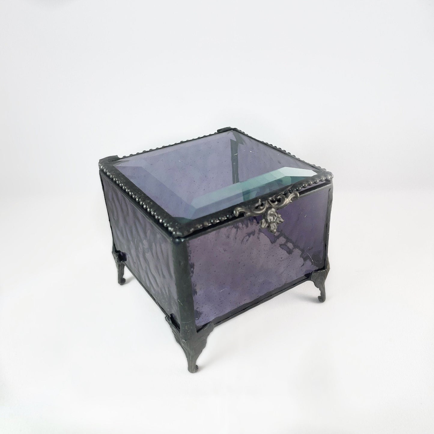 Lavender Stained Glass Decorative Keepsake Jewelry Box