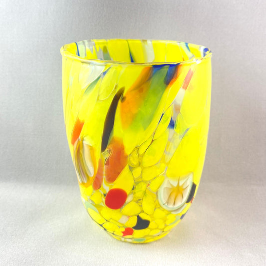 Lemon Yellow Venetian Glass Drinking Glass - Handmade in Italy, Colorful Murano Glass