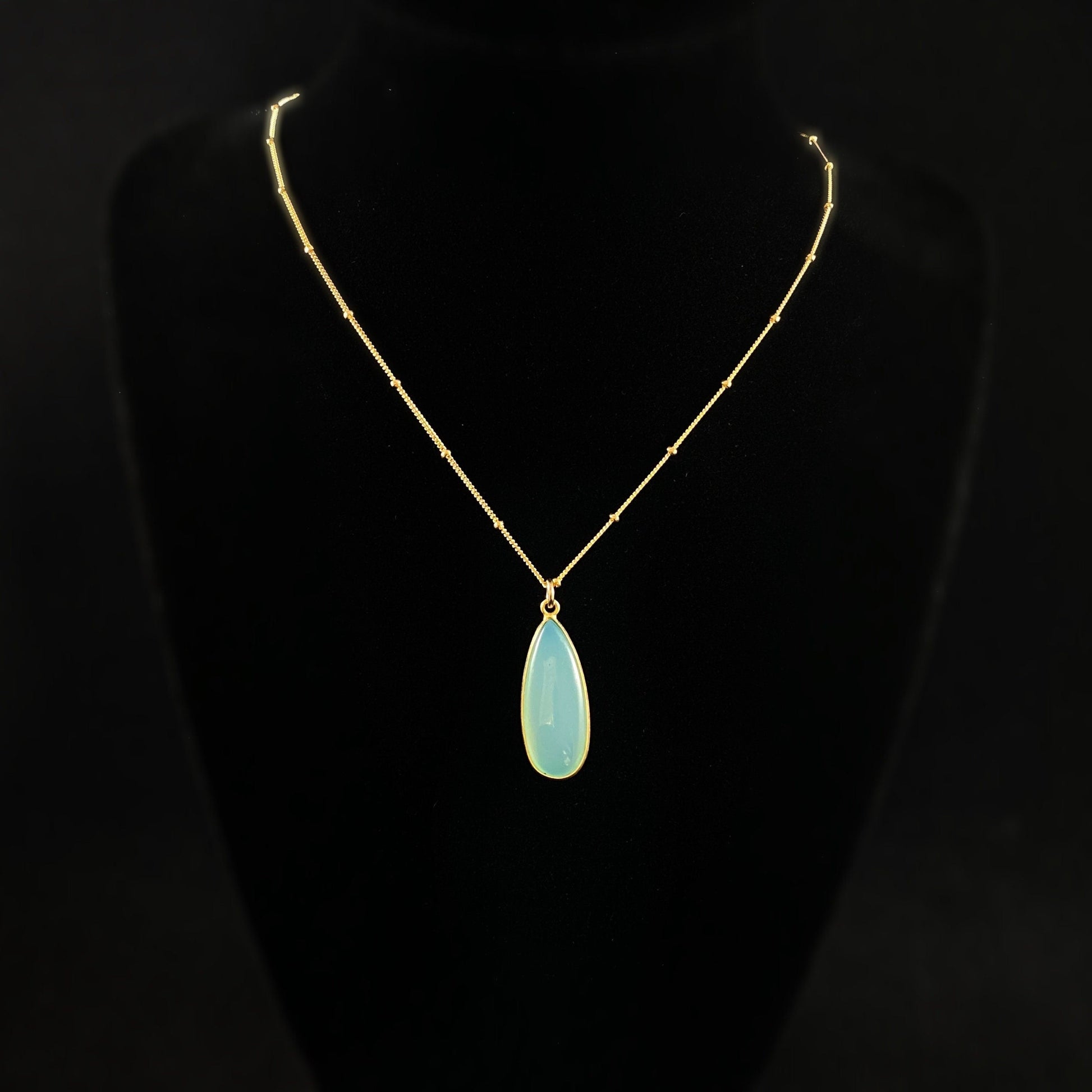 Light Blue Chalcedony Necklace - Natural Crystal Jewelry Made in USA