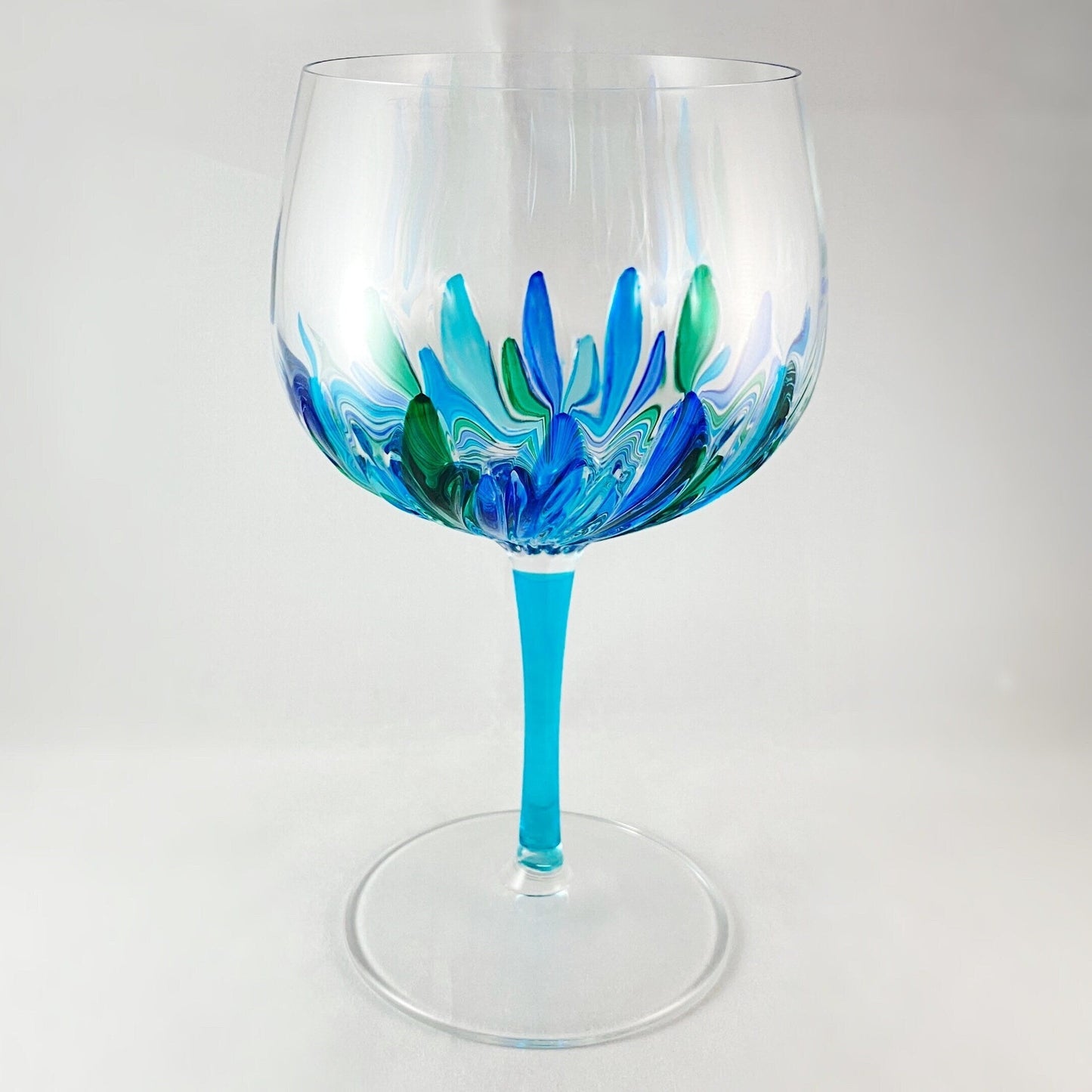 Light Blue Stem Incanto SD Large Venetian Wine/Gin Glass - Handmade in Italy, Colorful Murano Glass