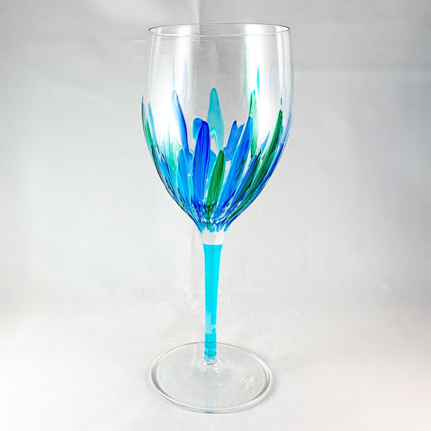 Light Blue Stem Incanto SD Venetian Glass Wine Glass - Handmade in Italy, Colorful Murano Glass