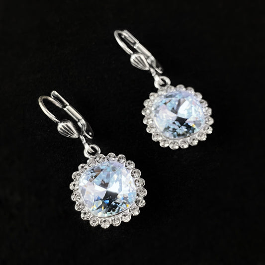 Light Blue Swarovski Crystal Drop Earrings - La Vie Parisienne by Catherine Popesco