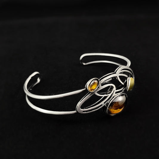 Lightweight Handmade Geometric Aluminum Bracelet, Orange Petals