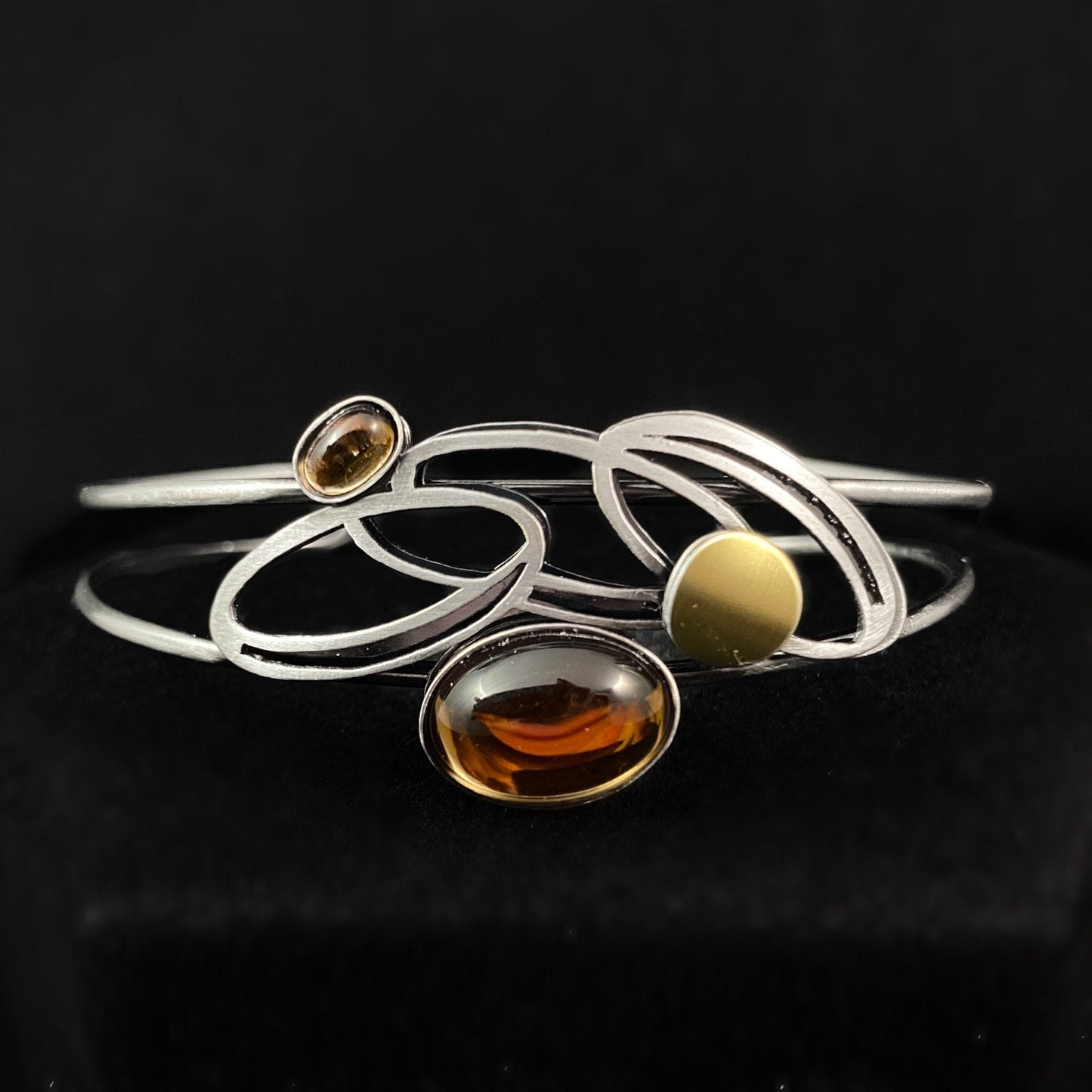 Lightweight Handmade Geometric Aluminum Bracelet, Orange Petals