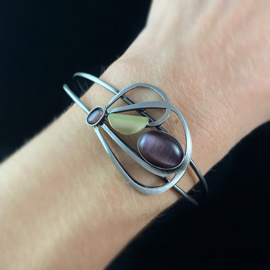 Lightweight Handmade Geometric Aluminum Bracelet, Purple Ovals