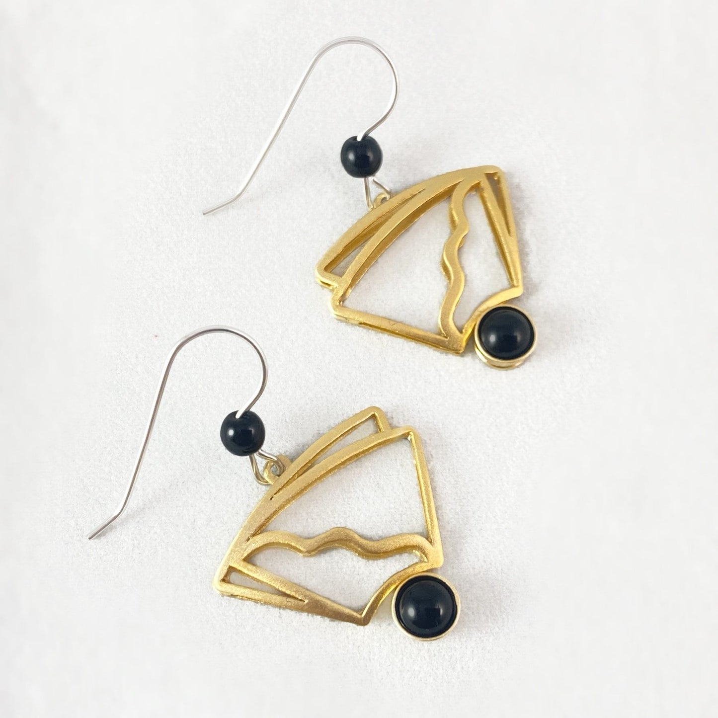 Lightweight Handmade Geometric Aluminum Earrings, Black/Gold Balance