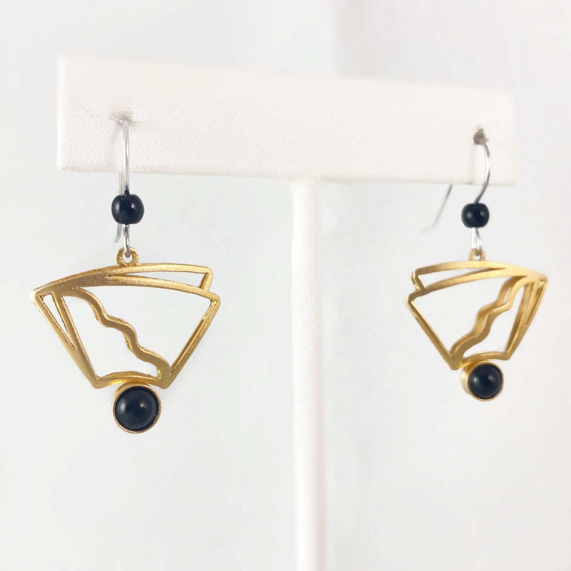 Lightweight Handmade Geometric Aluminum Earrings, Black/Gold Balance