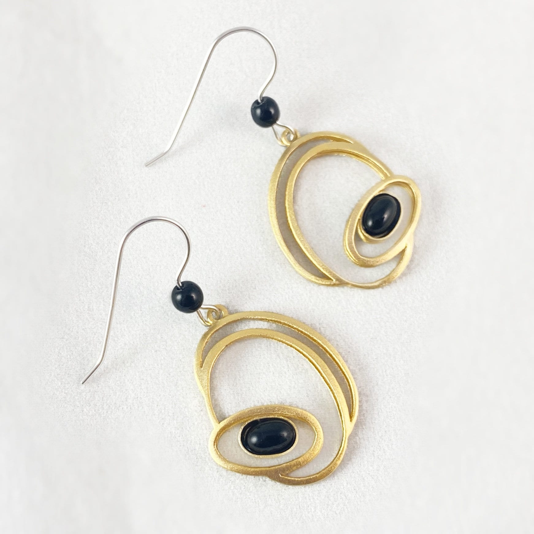 Lightweight Handmade Geometric Aluminum Earrings, Black/Gold Eclipse