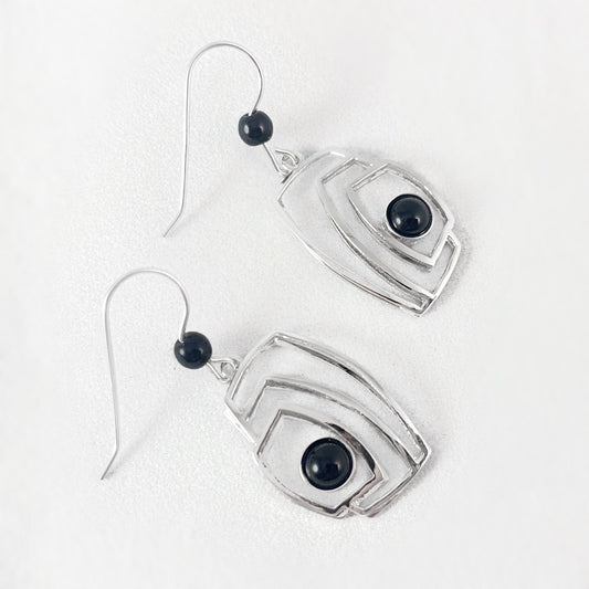 Lightweight Handmade Geometric Aluminum Earrings, Black/Silver Doorways