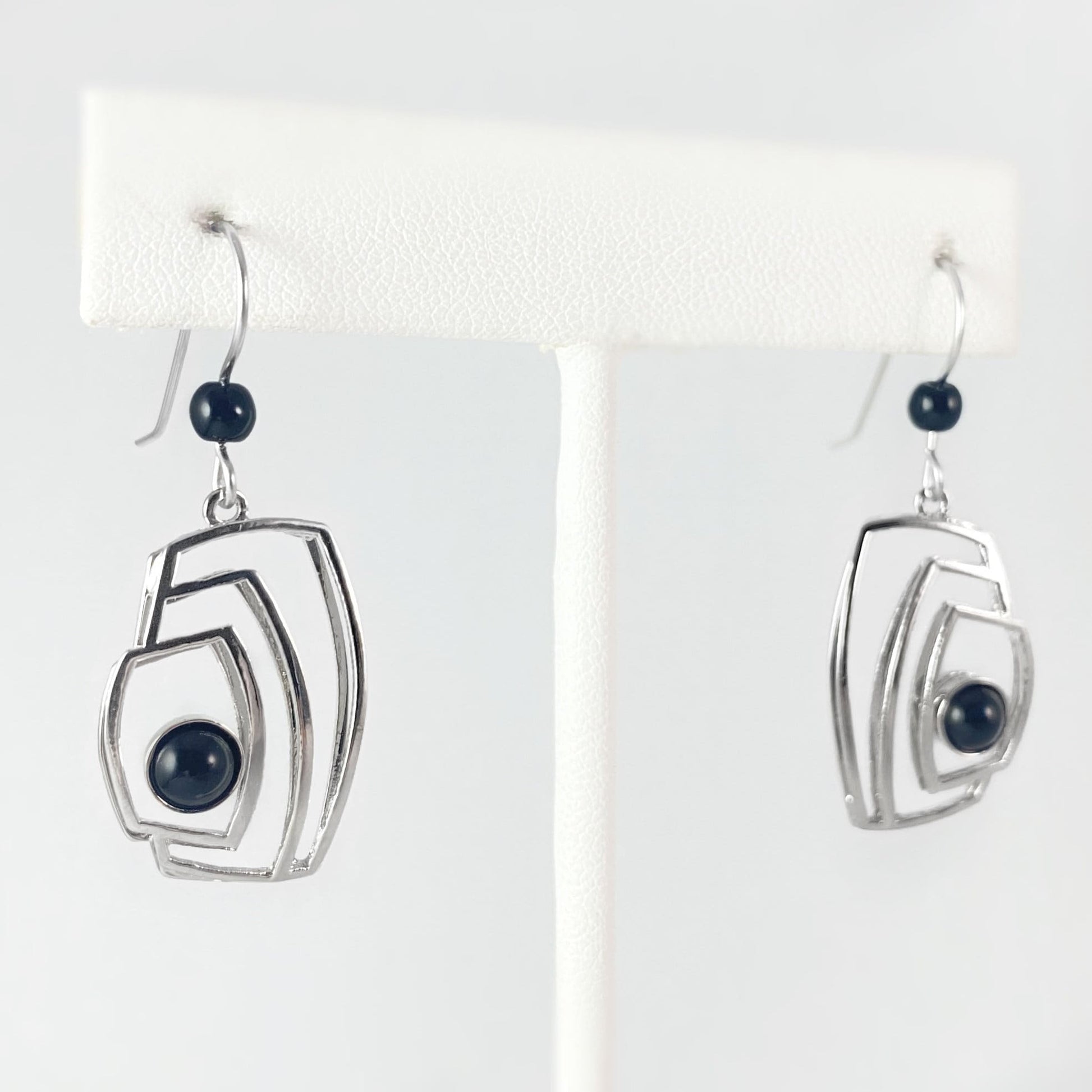 Lightweight Handmade Geometric Aluminum Earrings, Black/Silver Doorways