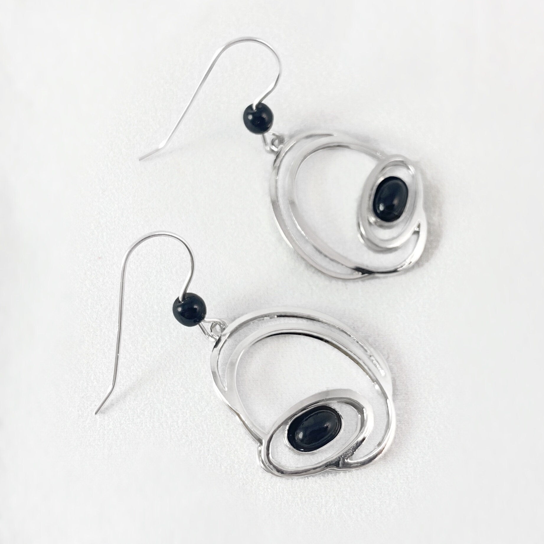 Lightweight Handmade Geometric Aluminum Earrings, Black/Silver Eclipse