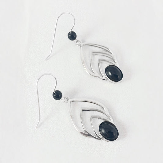 Lightweight Handmade Geometric Aluminum Earrings, Black/Silver Growth