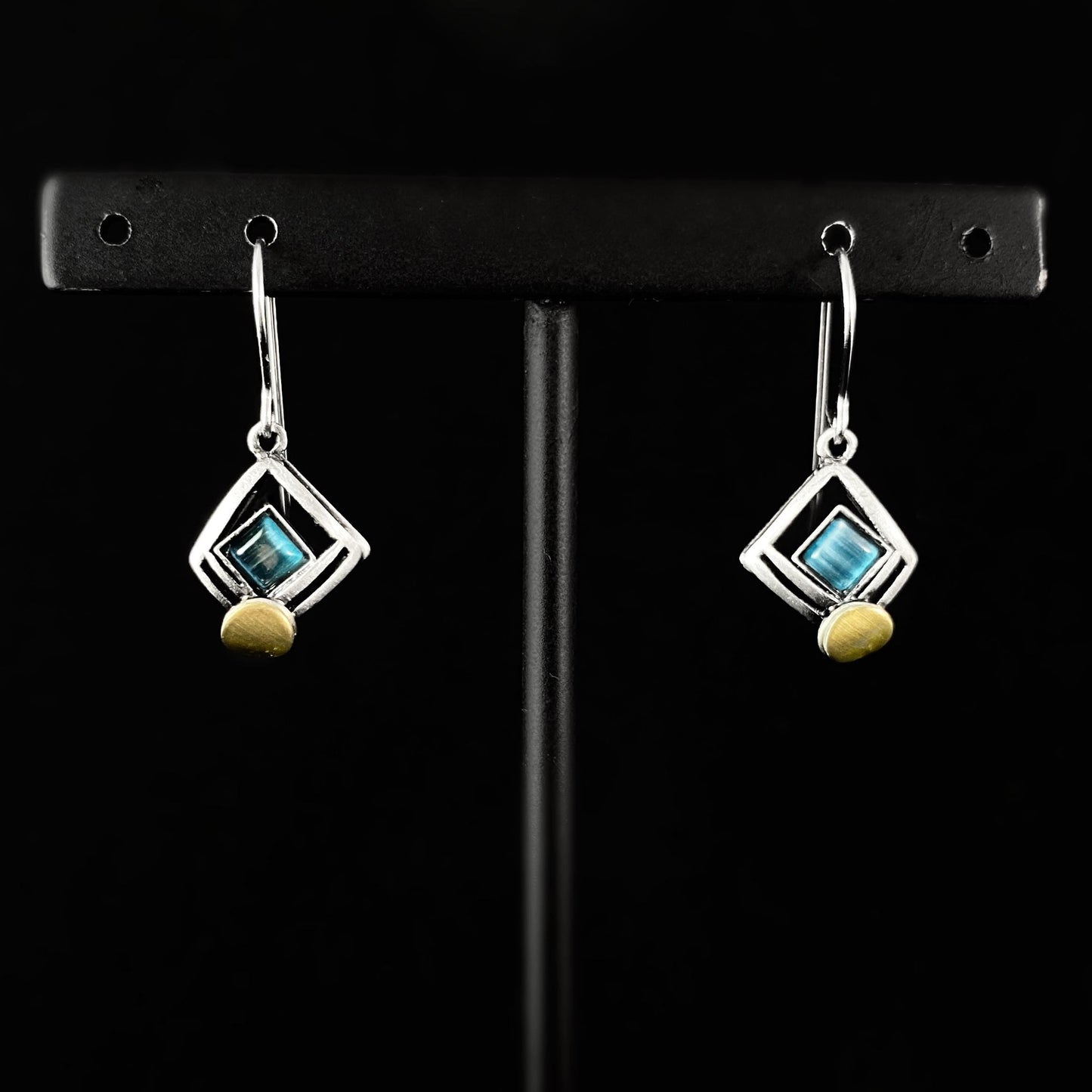 Lightweight Handmade Geometric Aluminum Earrings, Blue/Silver Missing Piece