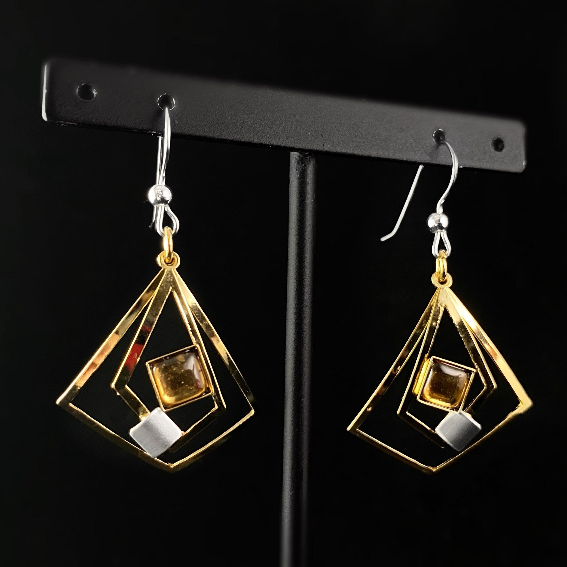 Lightweight Handmade Geometric Aluminum Earrings, Gold/Champagne Set Sail