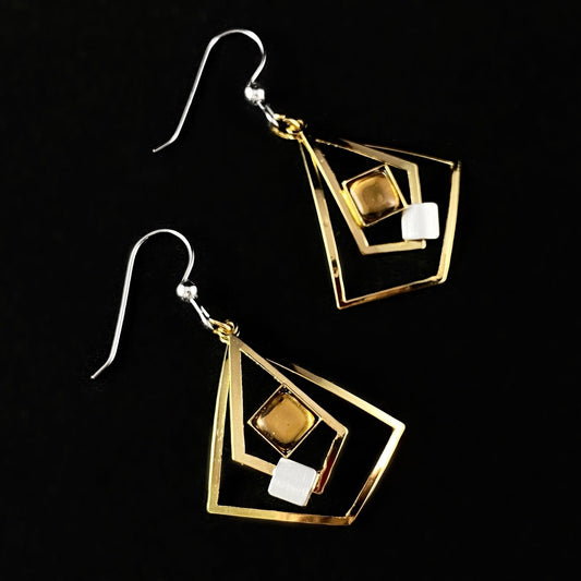 Lightweight Handmade Geometric Aluminum Earrings, Gold/Champagne Set Sail