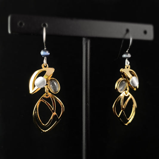 Lightweight Handmade Geometric Aluminum Earrings, Gold Petals