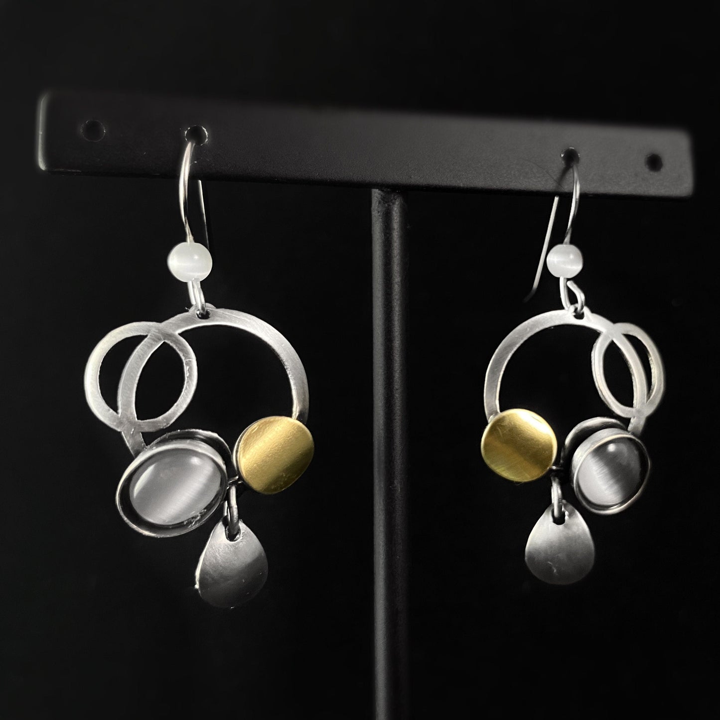 Lightweight Handmade Geometric Aluminum Earrings, Gray Bubbles