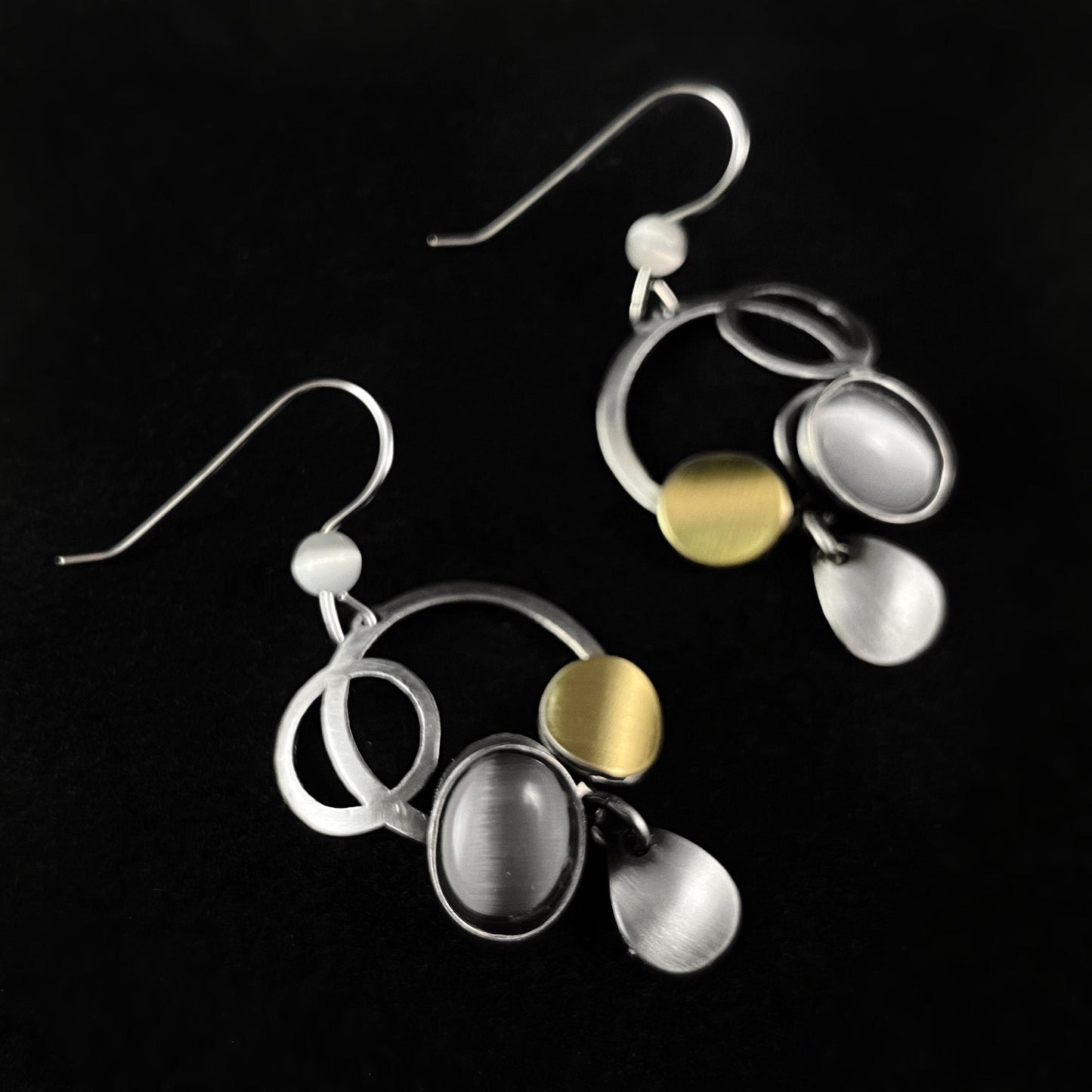 Lightweight Handmade Geometric Aluminum Earrings, Gray Bubbles