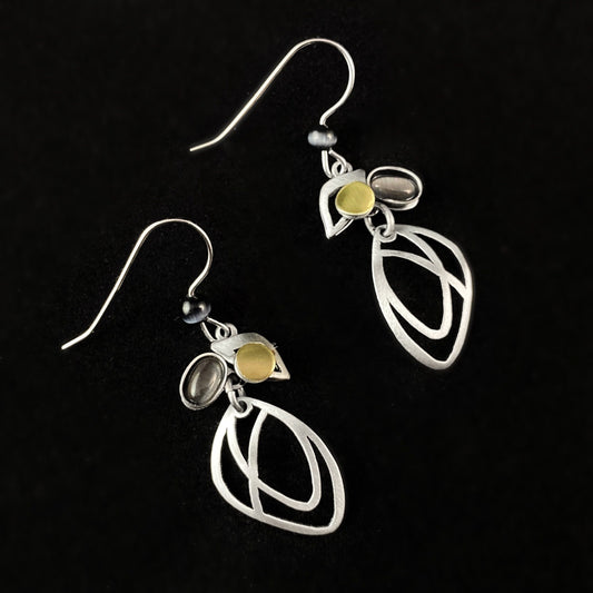 Lightweight Handmade Geometric Aluminum Earrings, Gray Leaf/Petals