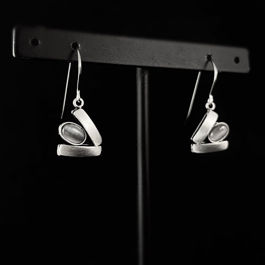 Lightweight Handmade Geometric Aluminum Earrings, Silver/Gray, Teeter Totter
