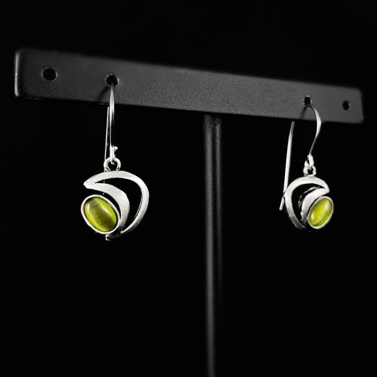 Lightweight Handmade Geometric Aluminum Earrings, Green/Silver, Radiate