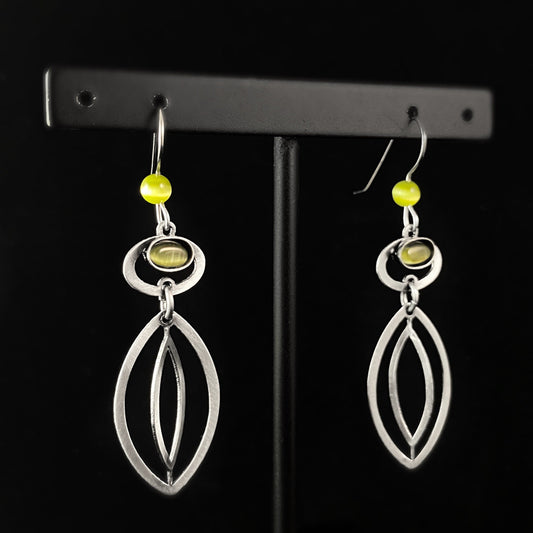 Lightweight Handmade Geometric Aluminum Earrings, Green Sun/Eye