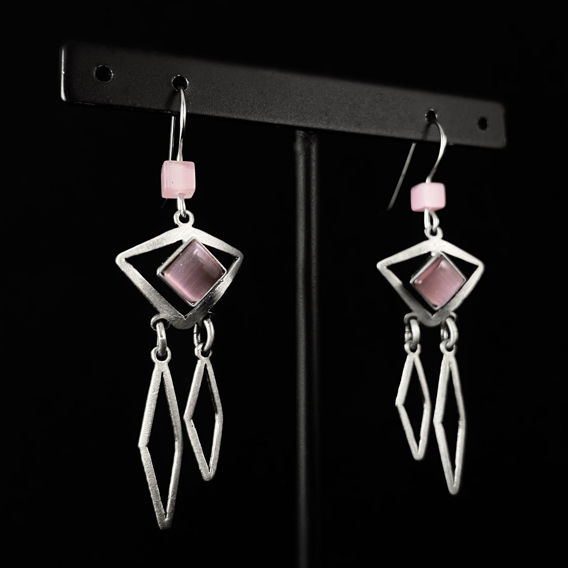 Lightweight Handmade Geometric Aluminum Earrings, Purple/Silver Dream Catcher