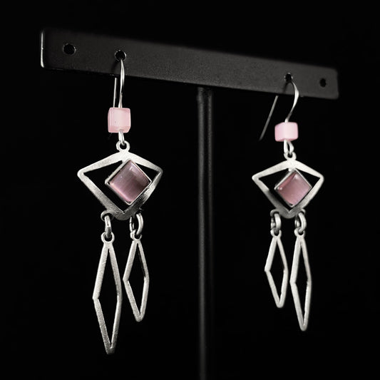 Lightweight Handmade Geometric Aluminum Earrings, Purple/Silver Dream Catcher