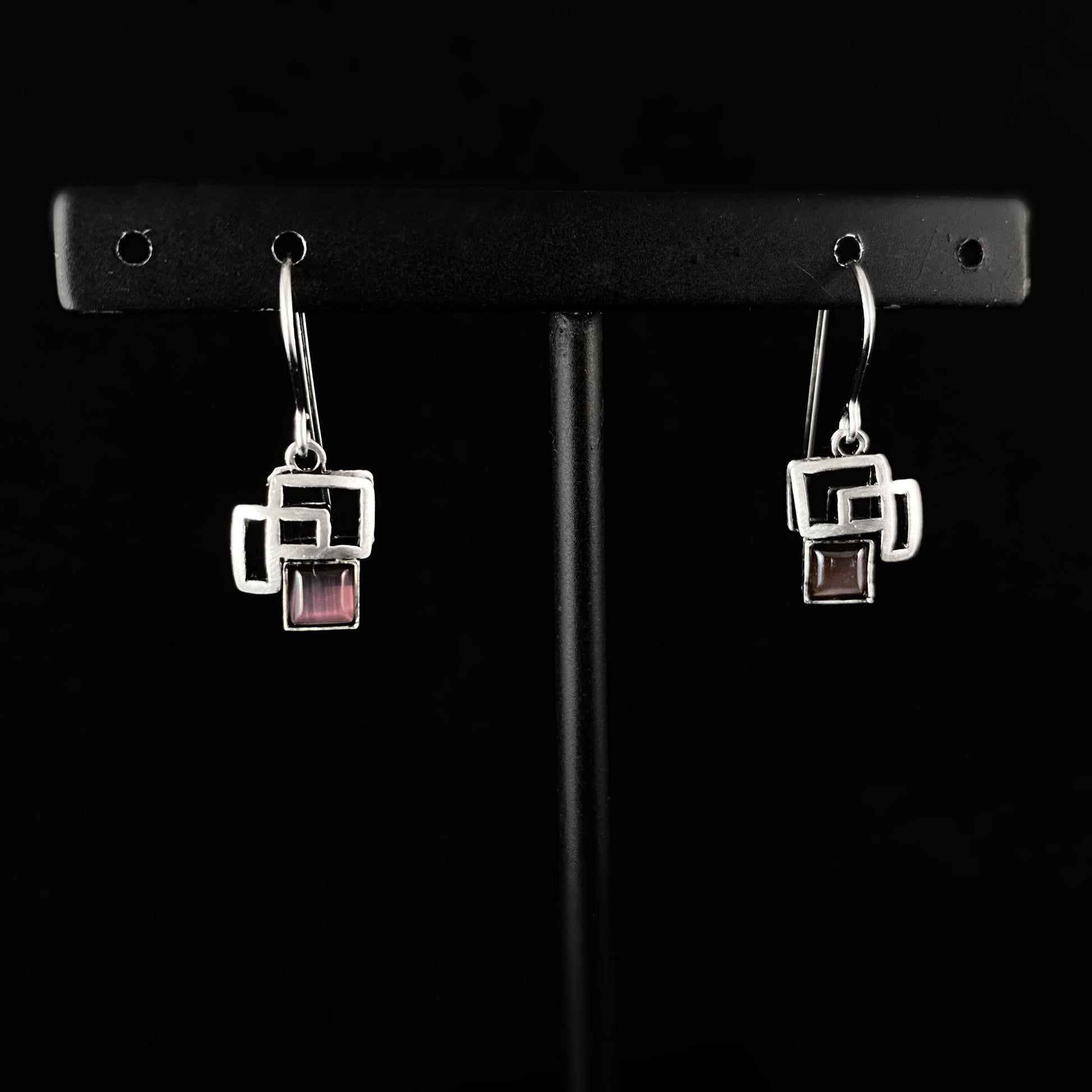 Lightweight Handmade Geometric Aluminum Earrings, Purple/Silver, Outside the Box