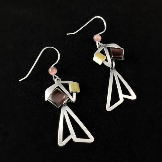 Lightweight Handmade Geometric Aluminum Earrings, Purple Triangles