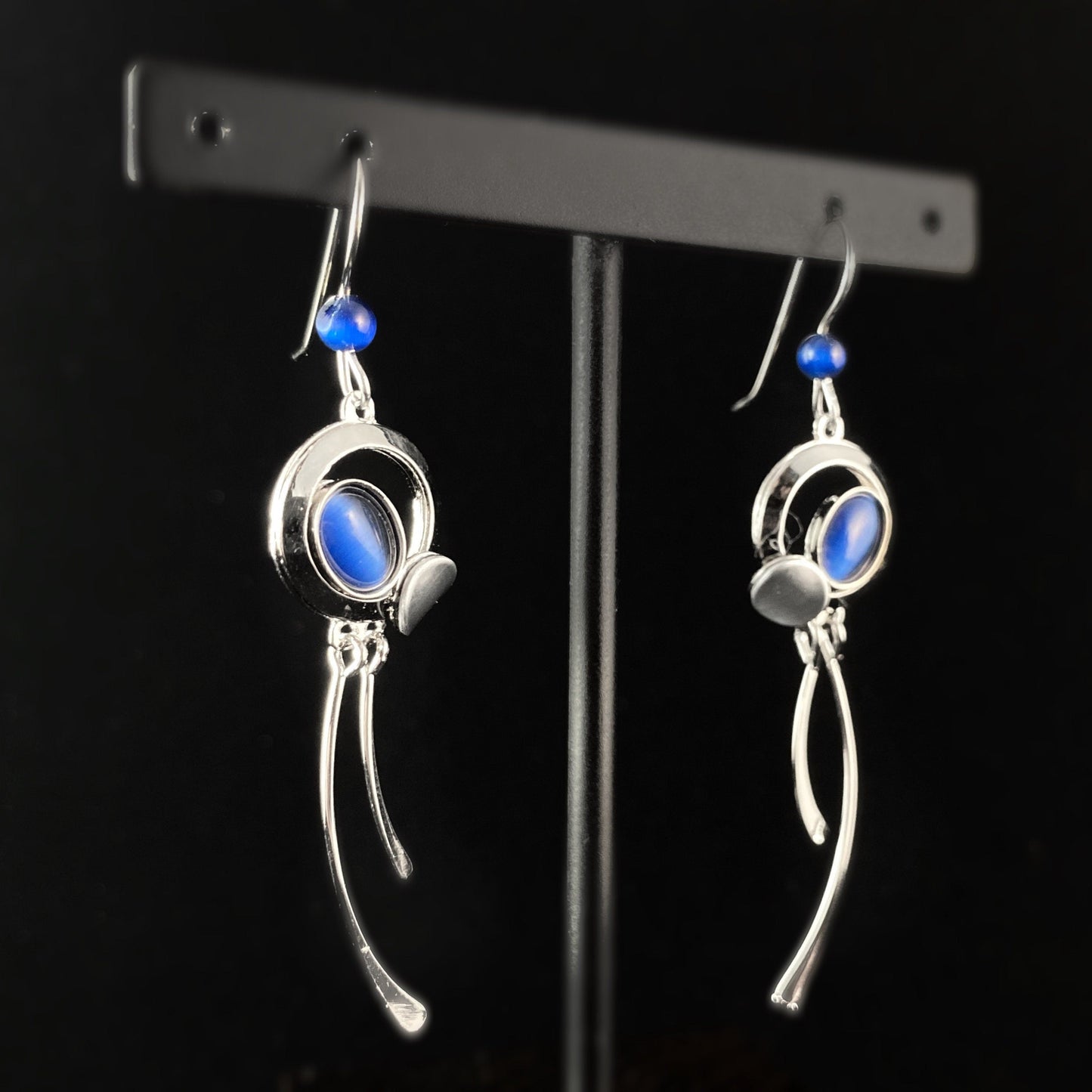 Lightweight Handmade Geometric Aluminum Earrings, Silver and Blue Circles