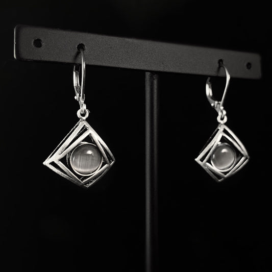 Lightweight Handmade Geometric Aluminum Earrings, Silver and Gray Focus