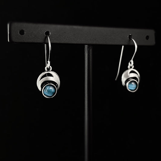 Lightweight Handmade Geometric Aluminum Earrings, Small Silver/Blue Bright Eyes