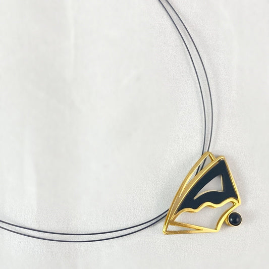 Lightweight Handmade Geometric Aluminum Necklace, Black/Gold Balance