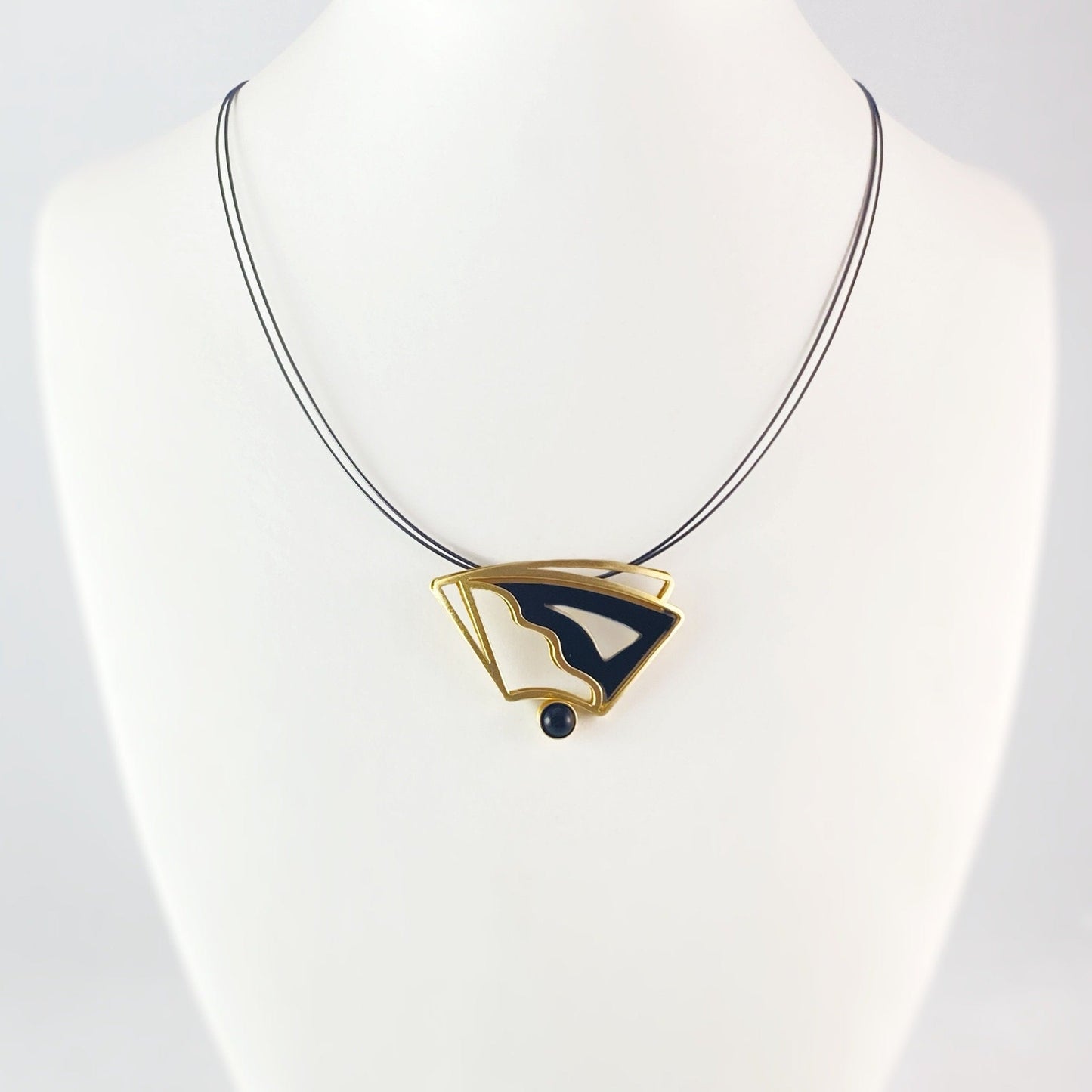 Lightweight Handmade Geometric Aluminum Necklace, Black/Gold Balance