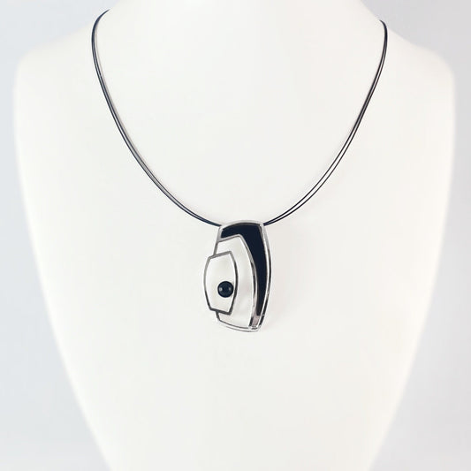 Lightweight Handmade Geometric Aluminum Necklace, Black/Silver Doorways