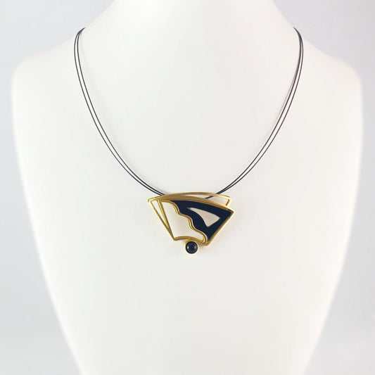 Lightweight Handmade Geometric Aluminum Necklace, Black/Gold Balance