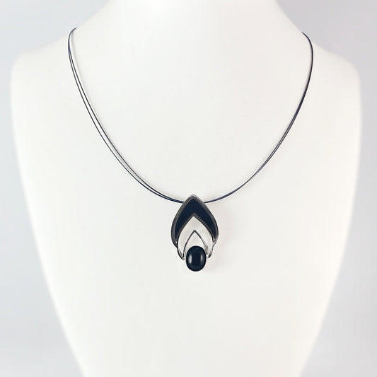 Lightweight Handmade Geometric Aluminum Necklace, Black/Silver Growth