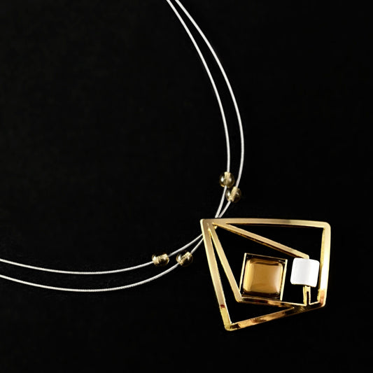 Lightweight Handmade Geometric Aluminum Necklace, Gold/Champagne Set Sail