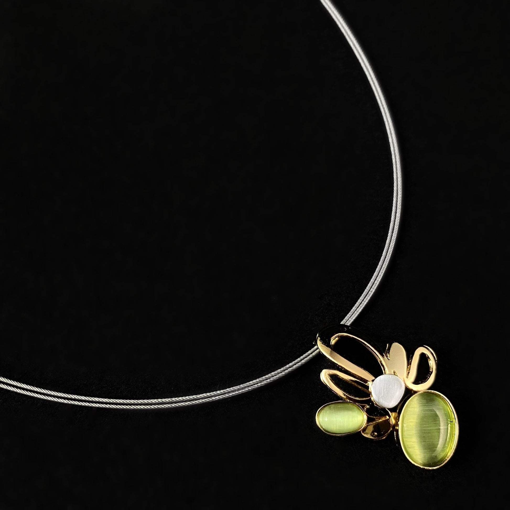 Lightweight Handmade Geometric Aluminum Necklace, Gold/Green, New Growth